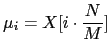 $\displaystyle \mu_{i} = X[i \cdot \frac{N}{M} ]$