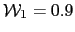 $ \mathcal{W}_{1} = 0.9$